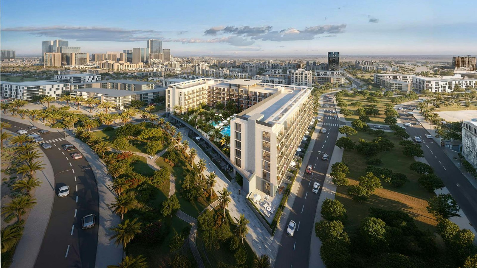 Binghatti Aurora — Jumeirah Village Circle aerial view