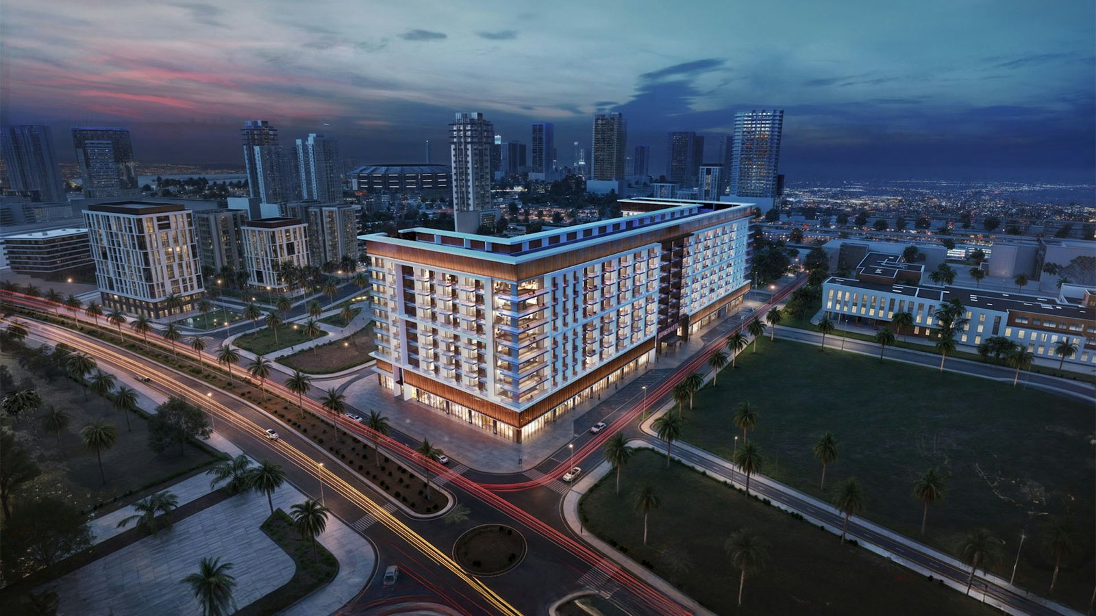 Binghatti Phoenix — Jumeirah Village Circle aerial view